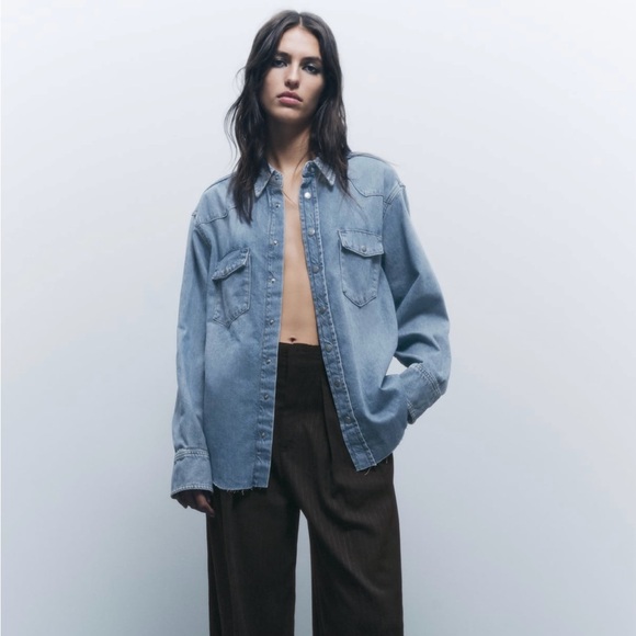 DENIM OVERSHIRT ZW COLLECTION - Picture 4 of 7